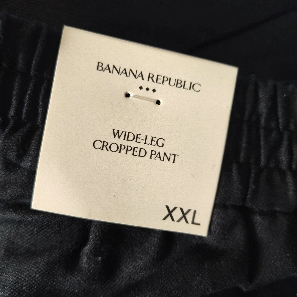 New‎ Banana Republic Pants XXL Linen Blend Wide Leg Cropped Flowy Black Vacation